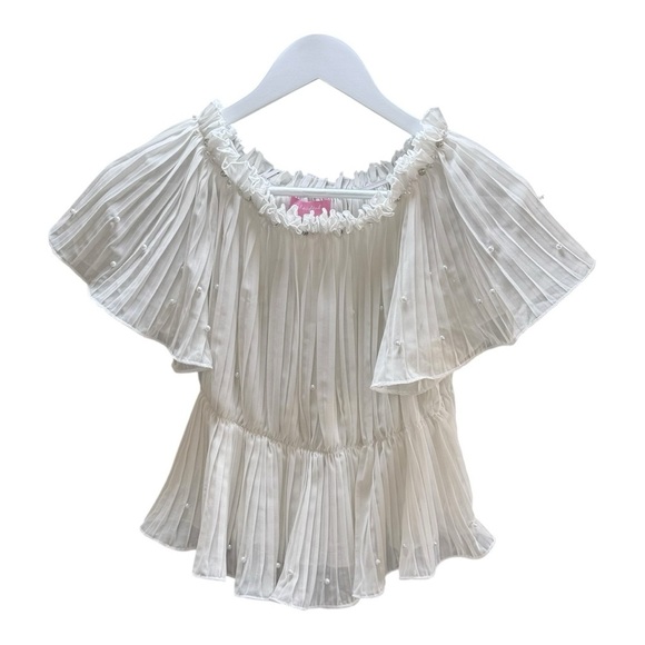 Luxuoire Cropped Off the Shoulder Top with Bling - S - Picture 1 of 16